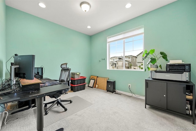 13108 Stoney Meadows Way, Peyton, CO 80831 - home office featuring carpet flooring and recessed lighting