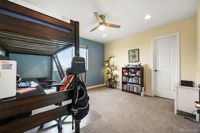 13108 Stoney Meadows Way, Peyton, CO 80831 - carpeted bedroom featuring a desk, recessed lighting, and ceiling fan
