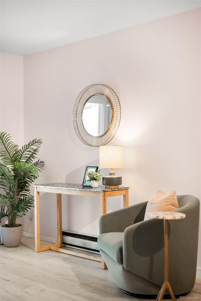 living area featuring light wood-style flooring