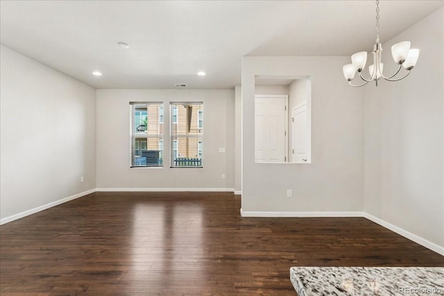 15492 W 65th Ave Unit C, Arvada, CO 80007 - spare room with recessed lighting, dark wood-style floors, and a chandelier