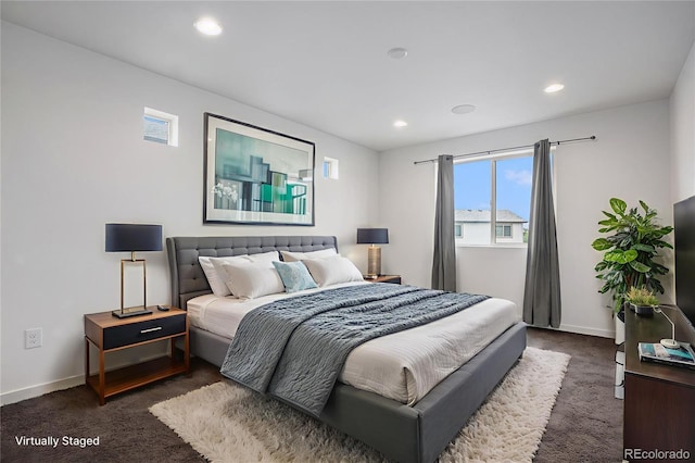 19096 E 55th Ave, Denver, CO 80249 - bedroom featuring dark carpet, baseboards, and recessed lighting