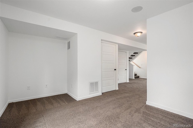 19096 E 55th Ave, Denver, CO 80249 - spare room featuring carpet, stairway, and baseboards