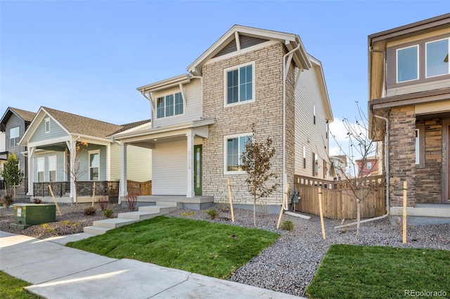 craftsman-style home with covered porch