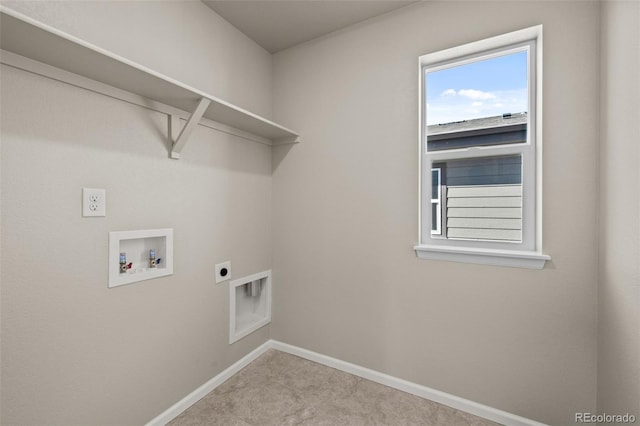 laundry area with electric dryer hookup and washer hookup