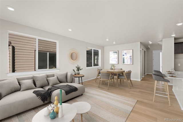 living room featuring light hardwood / wood-style flooring