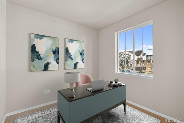 office area featuring hardwood / wood-style flooring