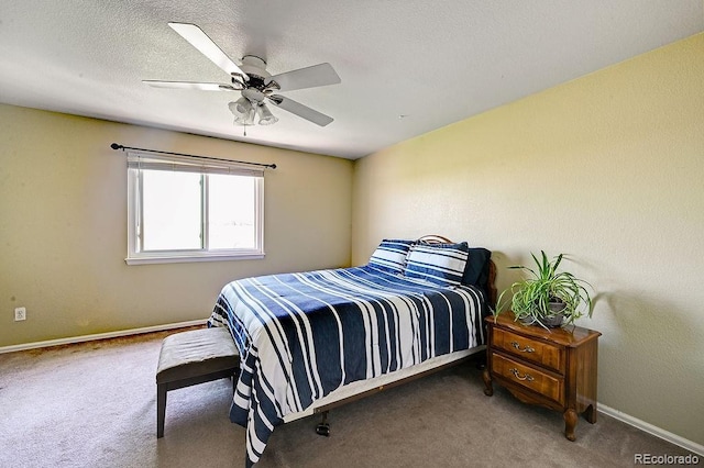4863 Quail Ct, Frederick, CO 80504 - bedroom with carpet floors, baseboards, ceiling fan, and a textured ceiling