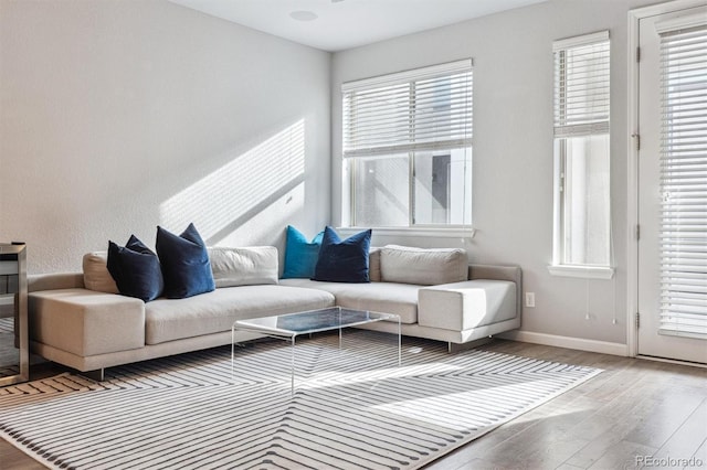 4260 E Warren Ave Unit 5, Denver, CO 80222 - living area featuring wood finished floors and baseboards