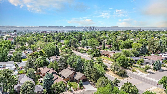 bird's eye view with a mountain view