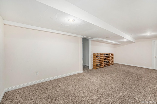 basement with carpet