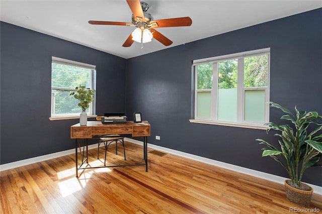 1540 Filbert Ct, Denver, CO 80220 - office space with light wood-type flooring, baseboards, and a ceiling fan