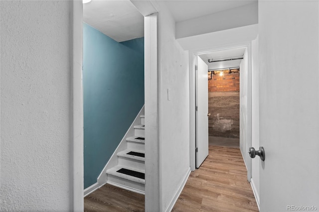1540 Filbert Ct, Denver, CO 80220 - stairway with wood finished floors, attic access, and baseboards
