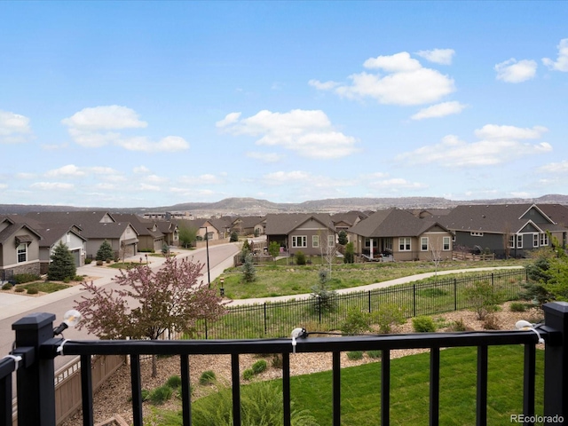 property view of mountains with a residential view