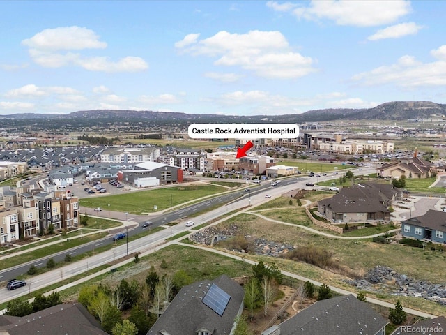 drone / aerial view with a mountain view