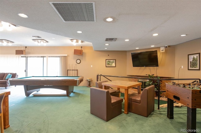 5770 E Warren Ave Unit 206, Denver, CO 80222 - game room featuring carpet floors, billiards, recessed lighting, and a textured ceiling
