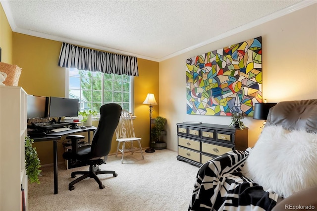 2061 Chesapeake Pl, Highlands Ranch, CO 80126 - office space featuring crown molding, carpet floors, and a textured ceiling