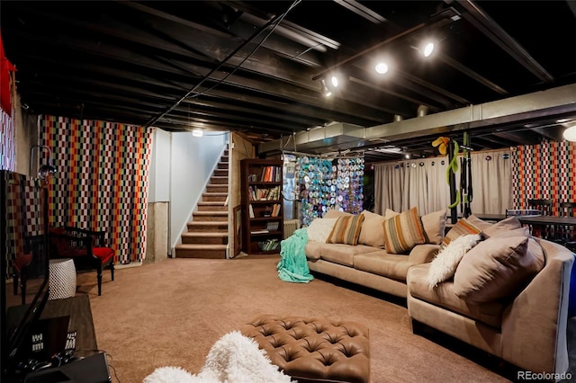 2061 Chesapeake Pl, Highlands Ranch, CO 80126 - living area featuring stairway and carpet