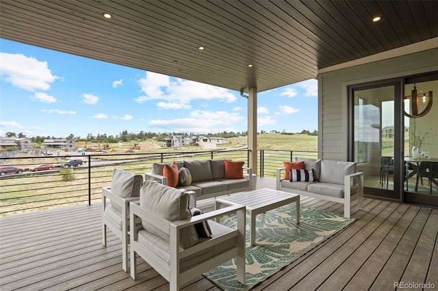 deck with an outdoor living space