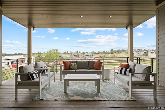 deck with an outdoor living space