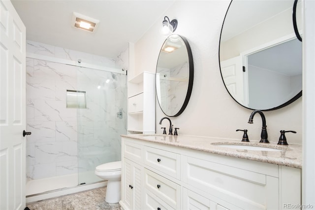 4760 S Wright Way, Morrison, CO 80465 - bathroom featuring a marble finish shower and double vanity