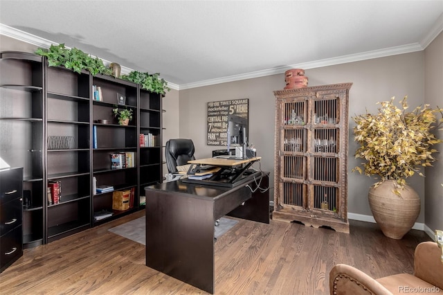 20182 E Maplewood Pl, Centennial, CO 80016 - home office with wood finished floors, ornamental molding, and baseboards