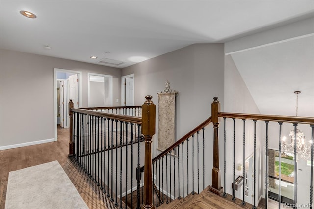 20182 E Maplewood Pl, Centennial, CO 80016 - stairway featuring baseboards, wood finished floors, and recessed lighting
