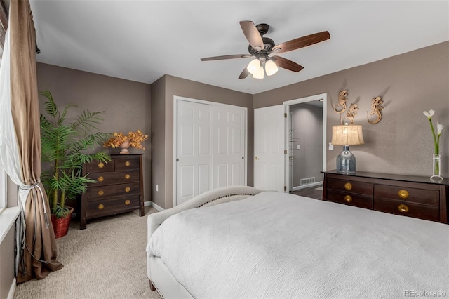 20182 E Maplewood Pl, Centennial, CO 80016 - carpeted bedroom with baseboards, a closet, and ceiling fan