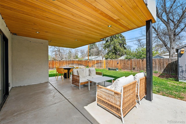 view of patio / terrace with outdoor lounge area and outdoor dining space