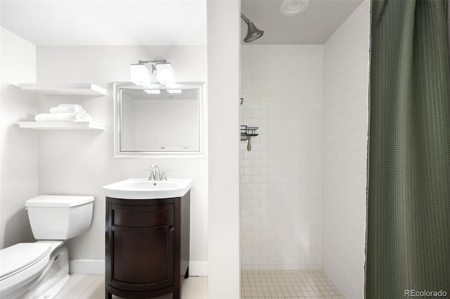 5586 Colorow Dr, Morrison, CO 80465 - full bath featuring tiled shower, vanity, and toilet