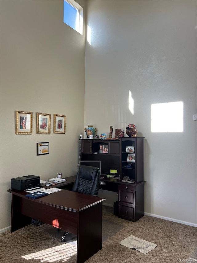 view of carpeted office space