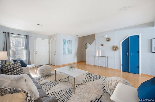 living room featuring light hardwood / wood-style floors