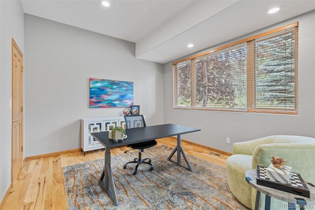 1474 Belford Ct, Evergreen, CO 80439 - office featuring recessed lighting and wood finished floors