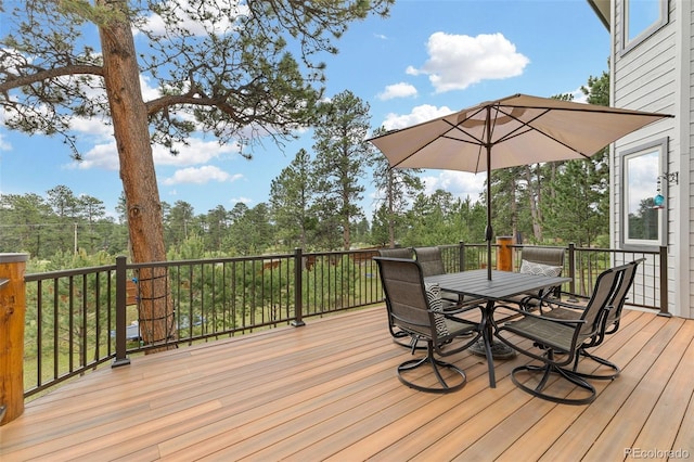 1474 Belford Ct, Evergreen, CO 80439 - wooden deck with outdoor dining area