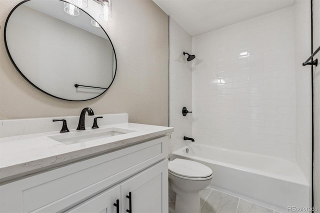 46 Douglas Dr, Broomfield, CO 80020 - bathroom featuring vanity, shower / bathtub combination, and marble finish flooring