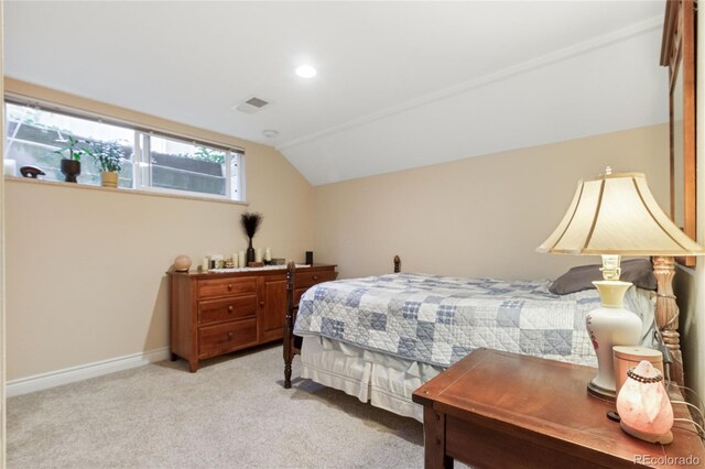 1615 Violet St, Golden, CO 80401 - bedroom with lofted ceiling, light carpet, and recessed lighting