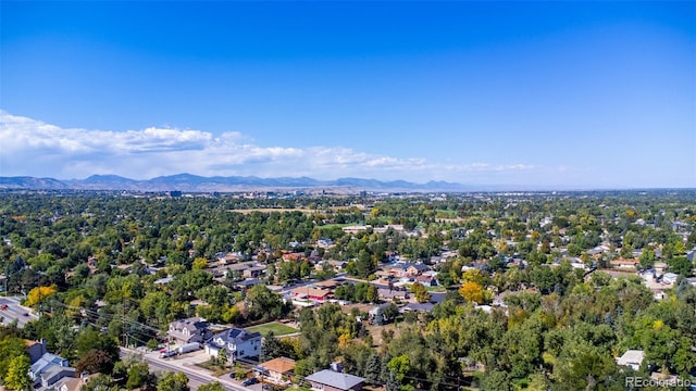 bird's eye view with a mountain view