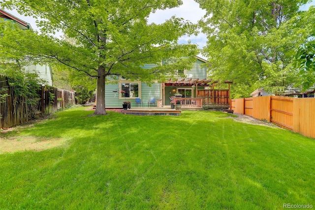 10966 W Half Moon Pass, Littleton, CO 80127 - view of yard with a pergola and a deck