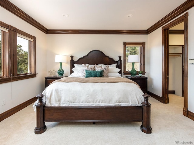 1189 Rembrandt Rd, Boulder, CO 80302 - bedroom featuring light carpet and crown molding