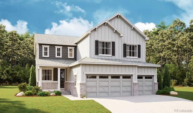 view of front of house with a garage and a front yard