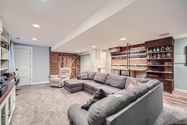 living room with carpet floors