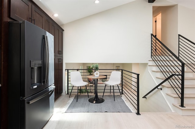 7453 E Jefferson Dr, Denver, CO 80237 - dining space featuring recessed lighting, light wood-type flooring, and stairway