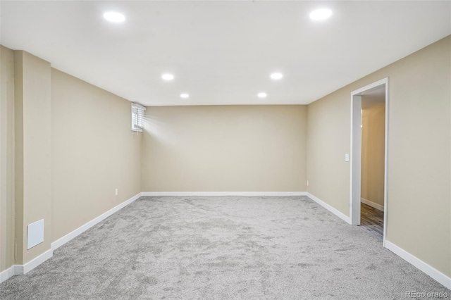 basement with carpet