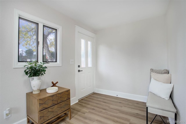 foyer with light wood-type flooring