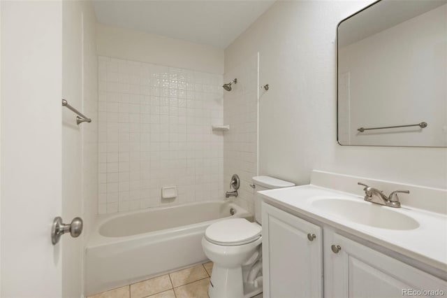 9562 W Capri Dr, Littleton, CO 80123 - bathroom featuring toilet, tile patterned floors, bathtub / shower combination, and vanity
