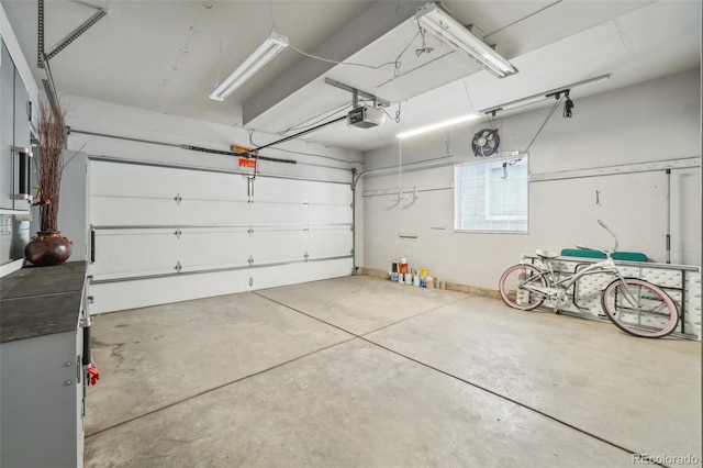 garage with a garage door opener