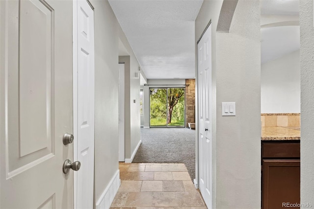 128 W Rockrimmon Blvd Unit 105, Colorado Springs, CO 80919 - corridor with light carpet and stone tile flooring