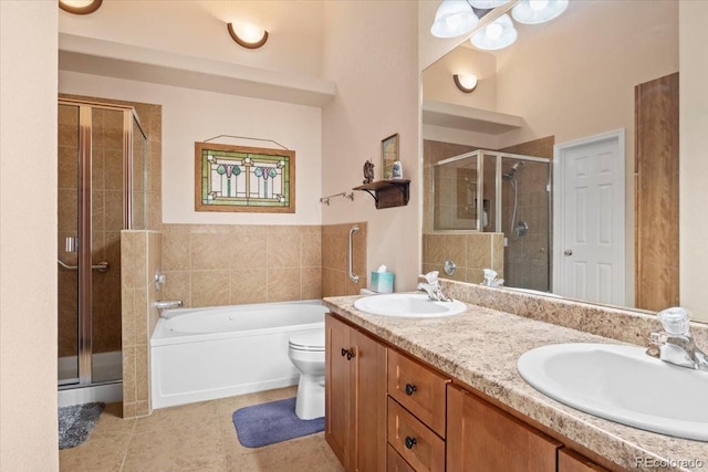 4362 Susie Vw, Colorado Springs, CO 80917 - full bath with a stall shower, tile patterned flooring, double vanity, and a bath