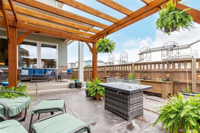 21492 E 60th Ave, Aurora, CO 80019 - view of patio featuring a pergola, an outdoor hangout area, and fence
