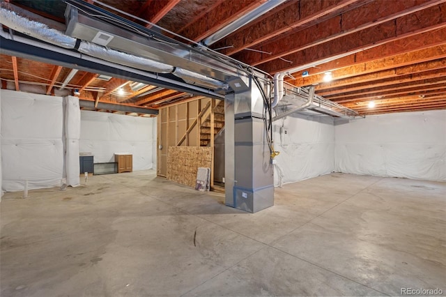 9805 Granite Park Ln, Peyton, CO 80831 - unfinished basement with stairway and heating unit