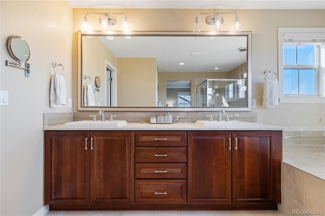 10681 Sundial Rim Rd, Highlands Ranch, CO 80126 - bathroom featuring a shower stall and double vanity